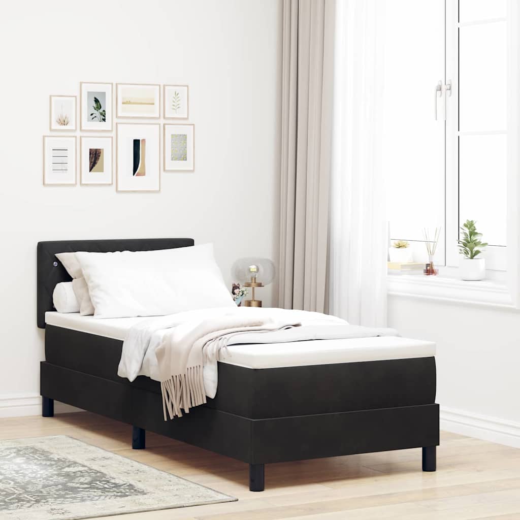Boxspringbett mit Matratze Schwarz 80 x 200 cm Samt