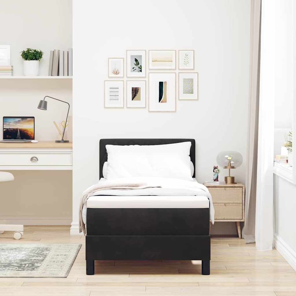 Boxspringbett mit Matratze Schwarz 80 x 200 cm Samt