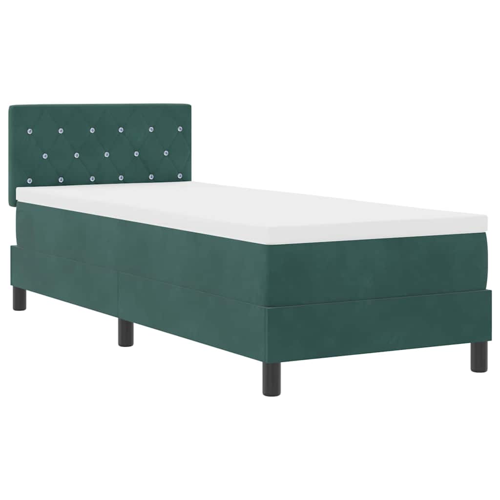 Boxspringbett mit Kopfteil Dunkelgrün 80 x 200 cm Samt