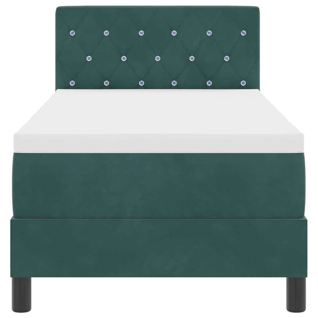 Boxspringbett mit Kopfteil Dunkelgrün 80 x 200 cm Samt