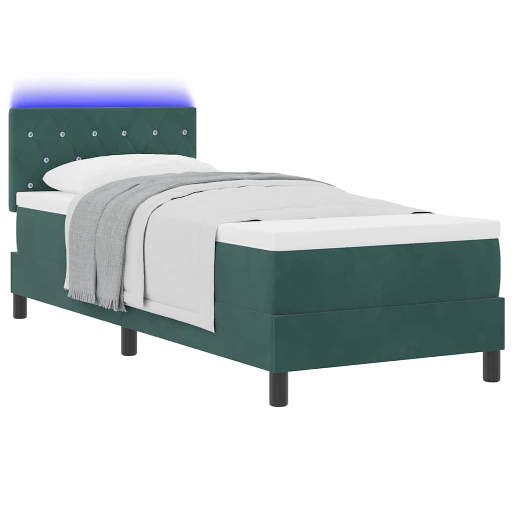 Boxspringbett mit Kopfteil Dunkelgrün 80 x 200 cm Samt