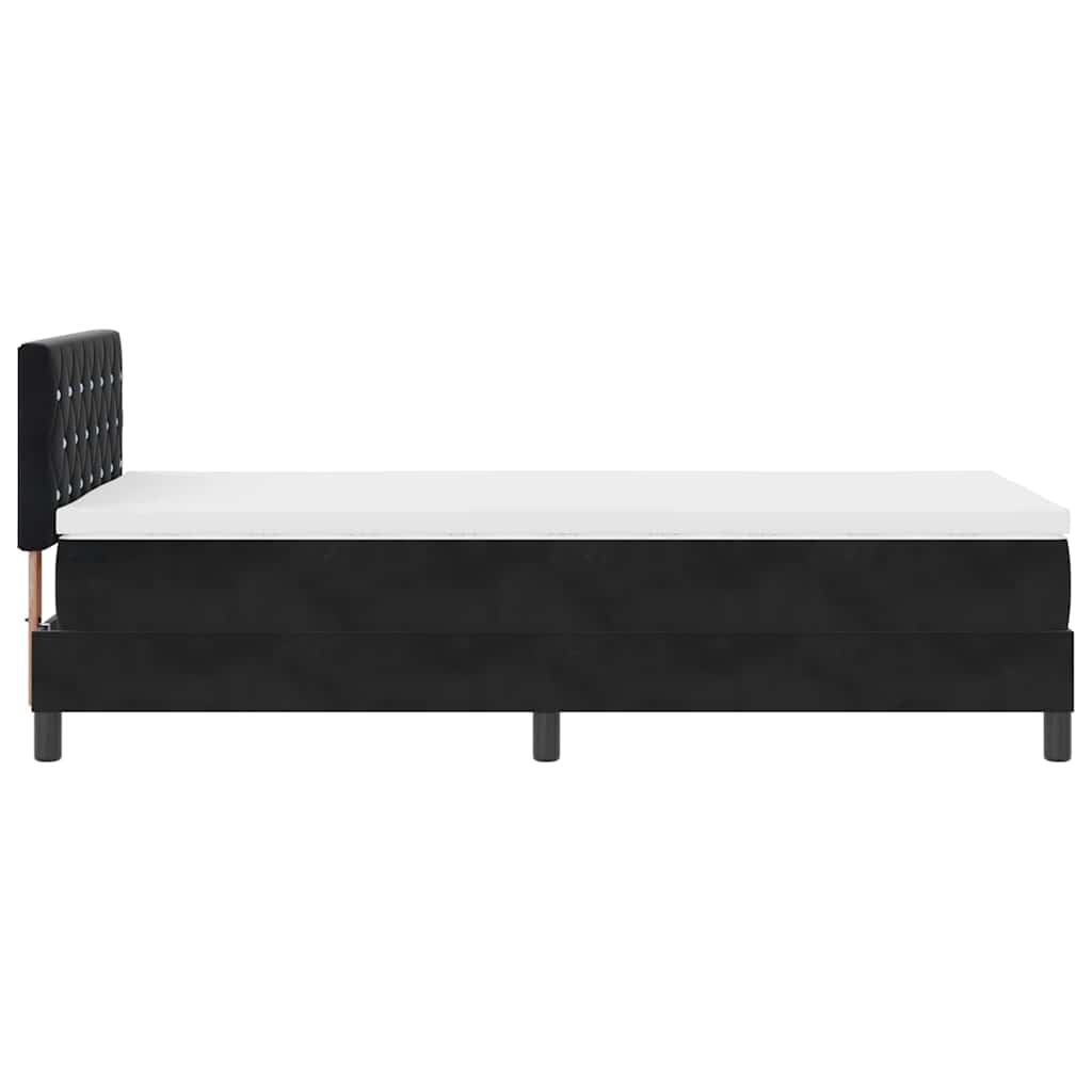 Boxspringbett mit Matratze Schwarz 90 x 190 cm Samt