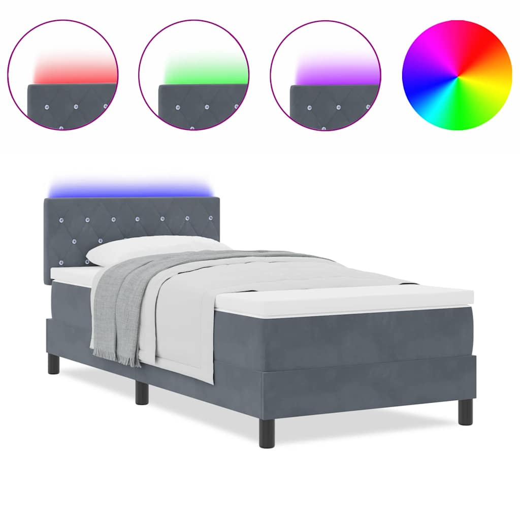 Boxspringbett mit Matratze Dunkelgrau 100 x 200 cm Samt