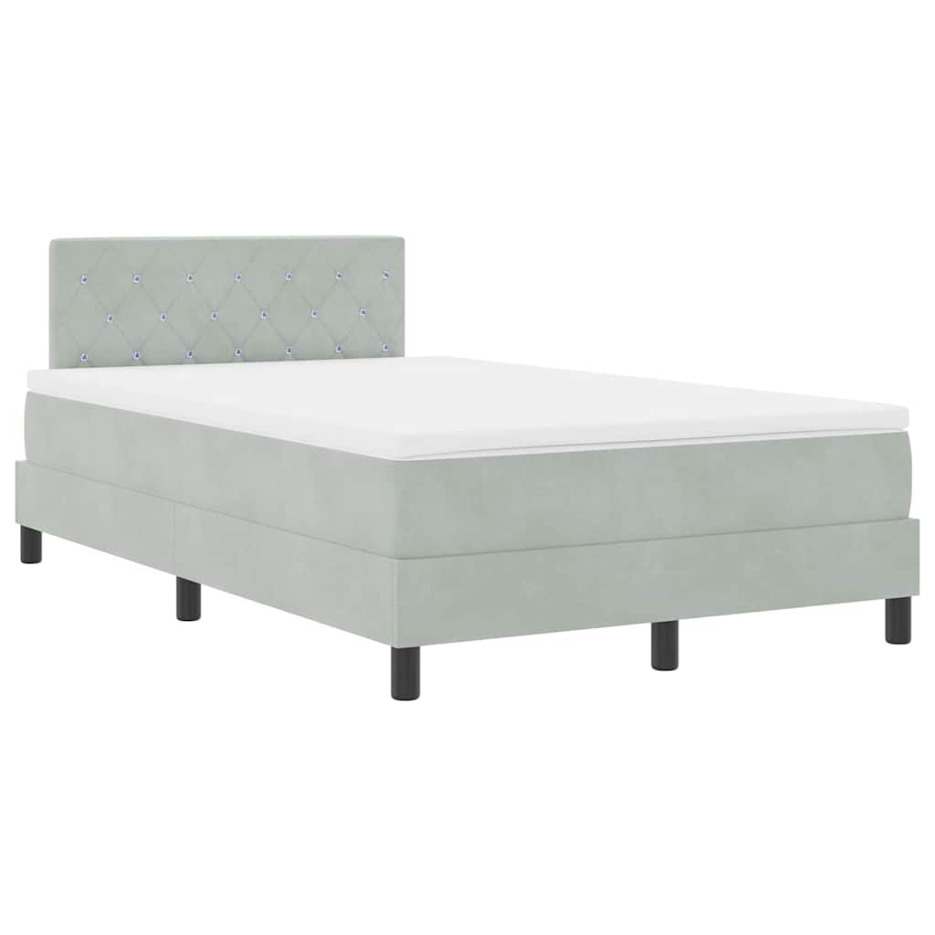 Boxspringbett mit Kopfteil Hellgrau 120 x 190 cm Samt