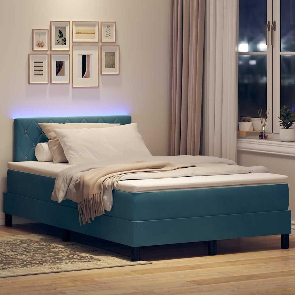 Boxspringbett mit Kopfteil Dunkelblau 120 x 190 cm Samt