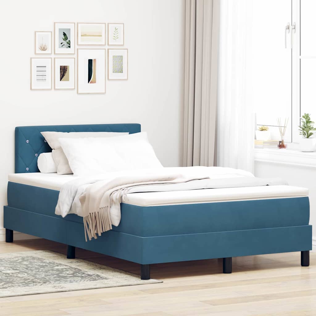 Boxspringbett mit Kopfteil Dunkelblau 120 x 190 cm Samt