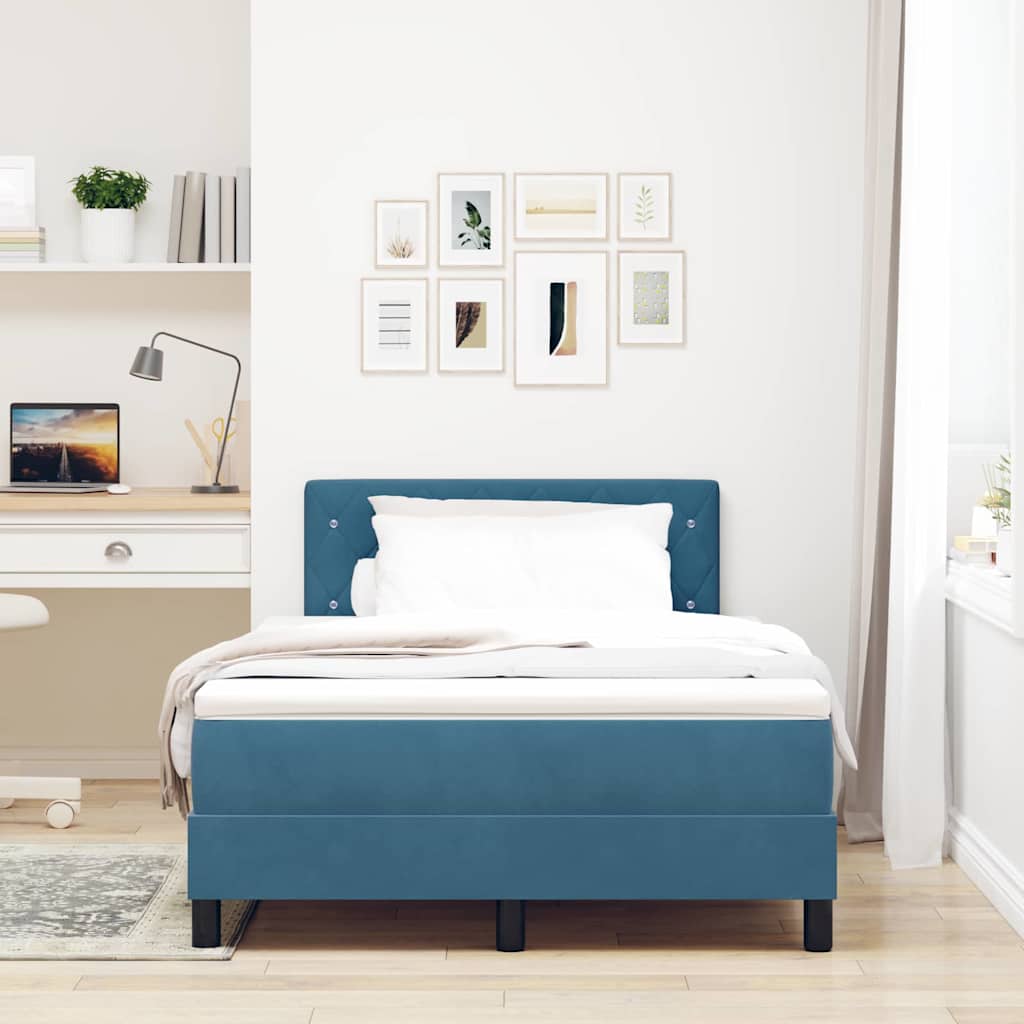 Boxspringbett mit Kopfteil Dunkelblau 120 x 190 cm Samt