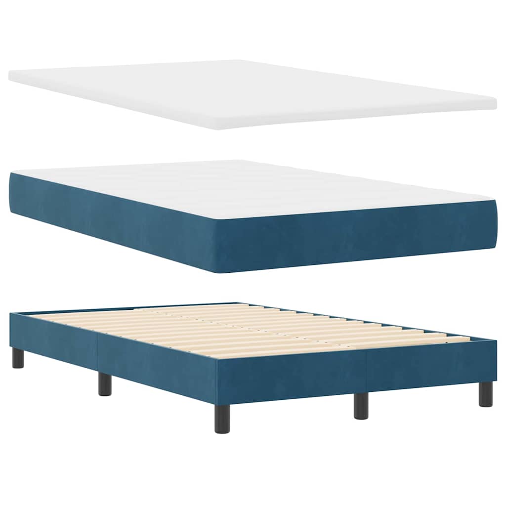 Boxspringbett mit Kopfteil Dunkelblau 120 x 190 cm Samt