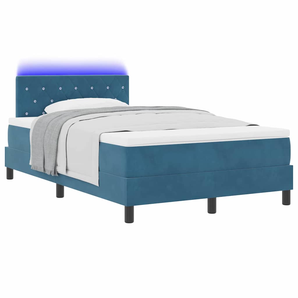 Boxspringbett mit Kopfteil Dunkelblau 120 x 190 cm Samt