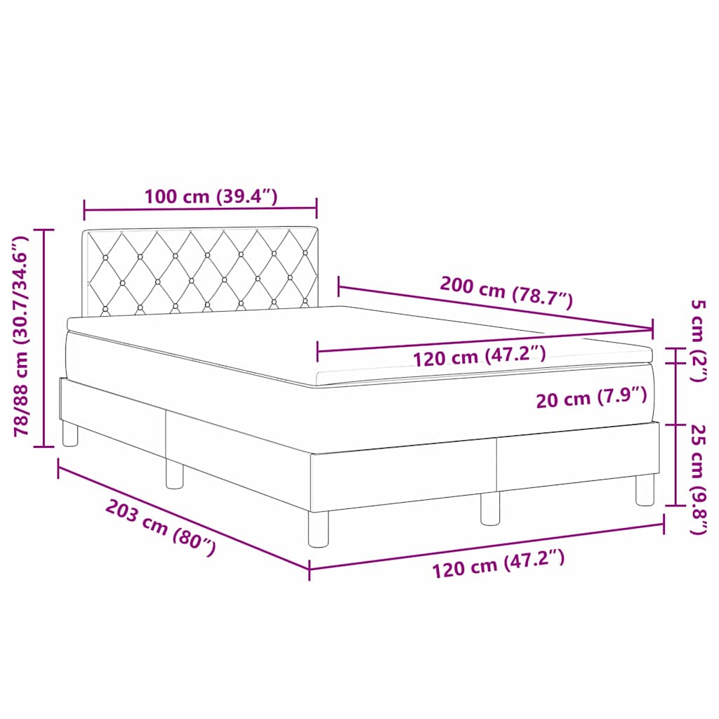 LED Boxspringbett mit Kopfteil Rosa 120 x 200 cm Samt