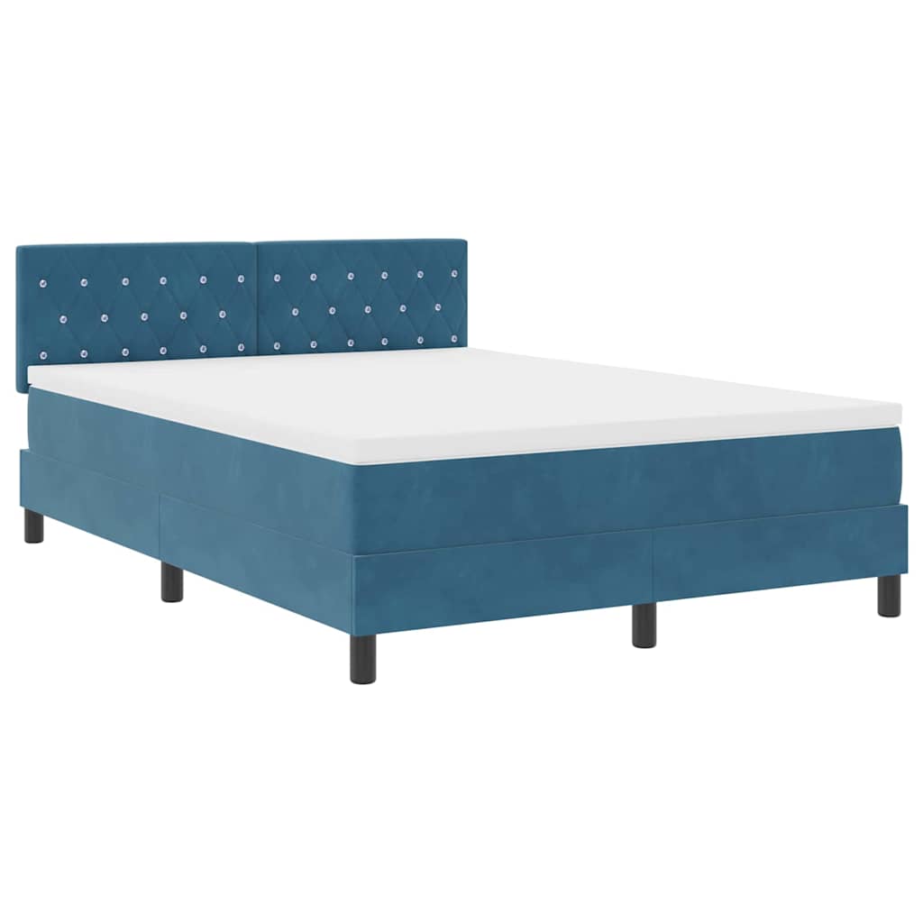 Boxspringbett mit Kopfteil Dunkelblau 140 x 190 cm Samt