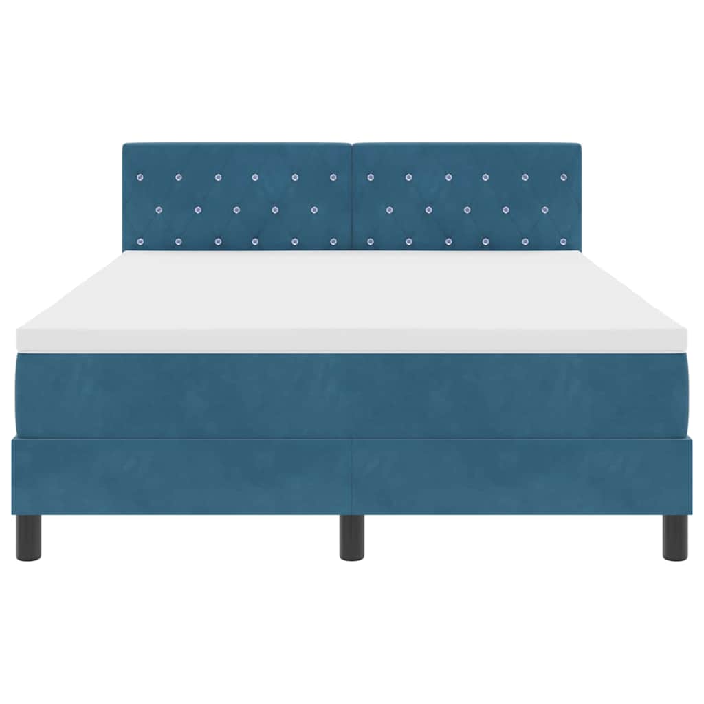 Boxspringbett mit Kopfteil Dunkelblau 140 x 190 cm Samt