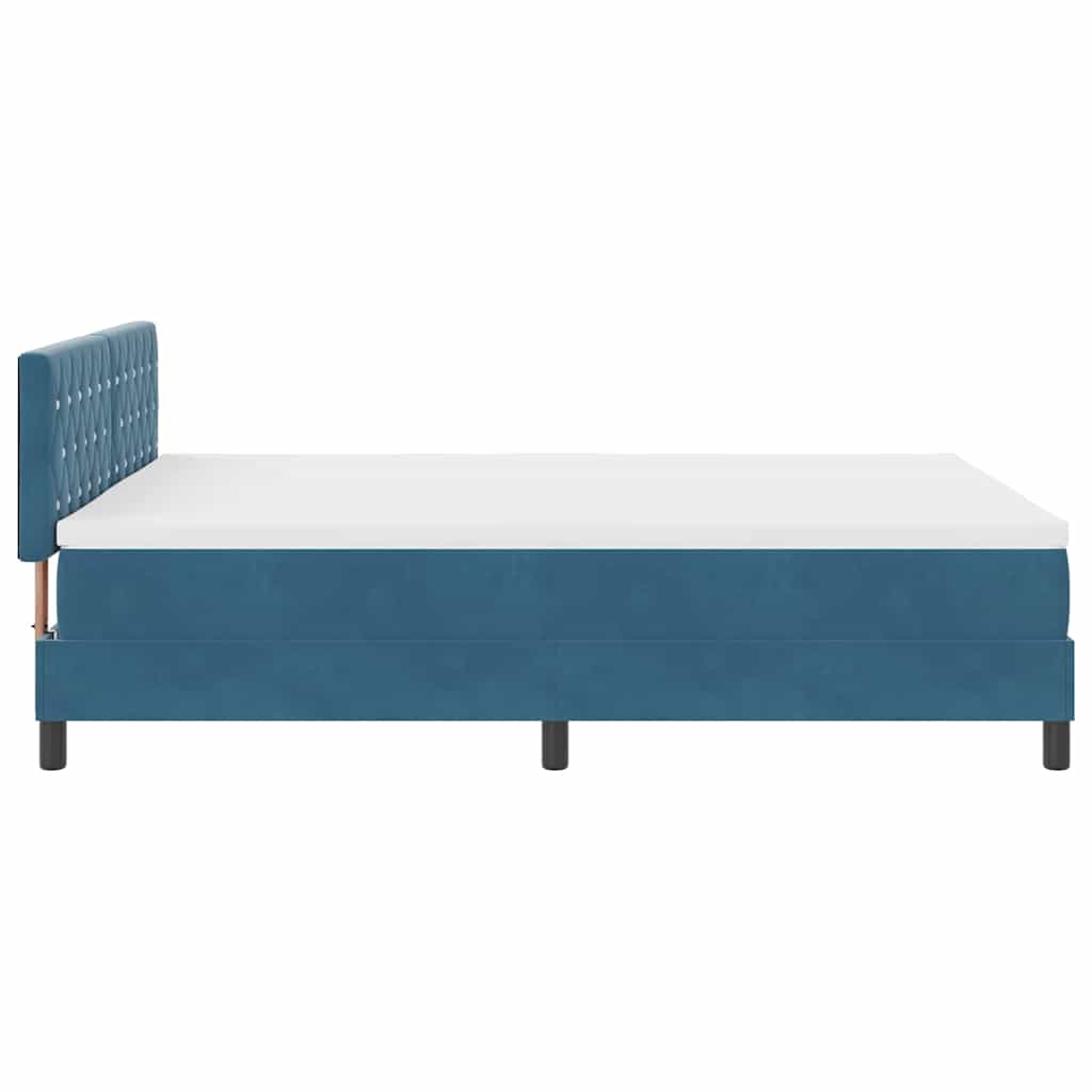 Boxspringbett mit Kopfteil Dunkelblau 140 x 190 cm Samt