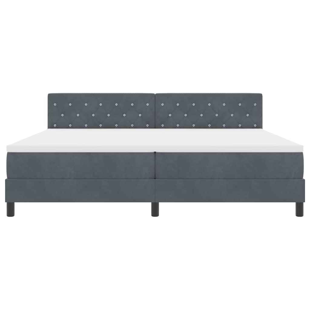 Boxspringbett mit Kopfteil Dunkelgrau 200 x 200 cm Samt