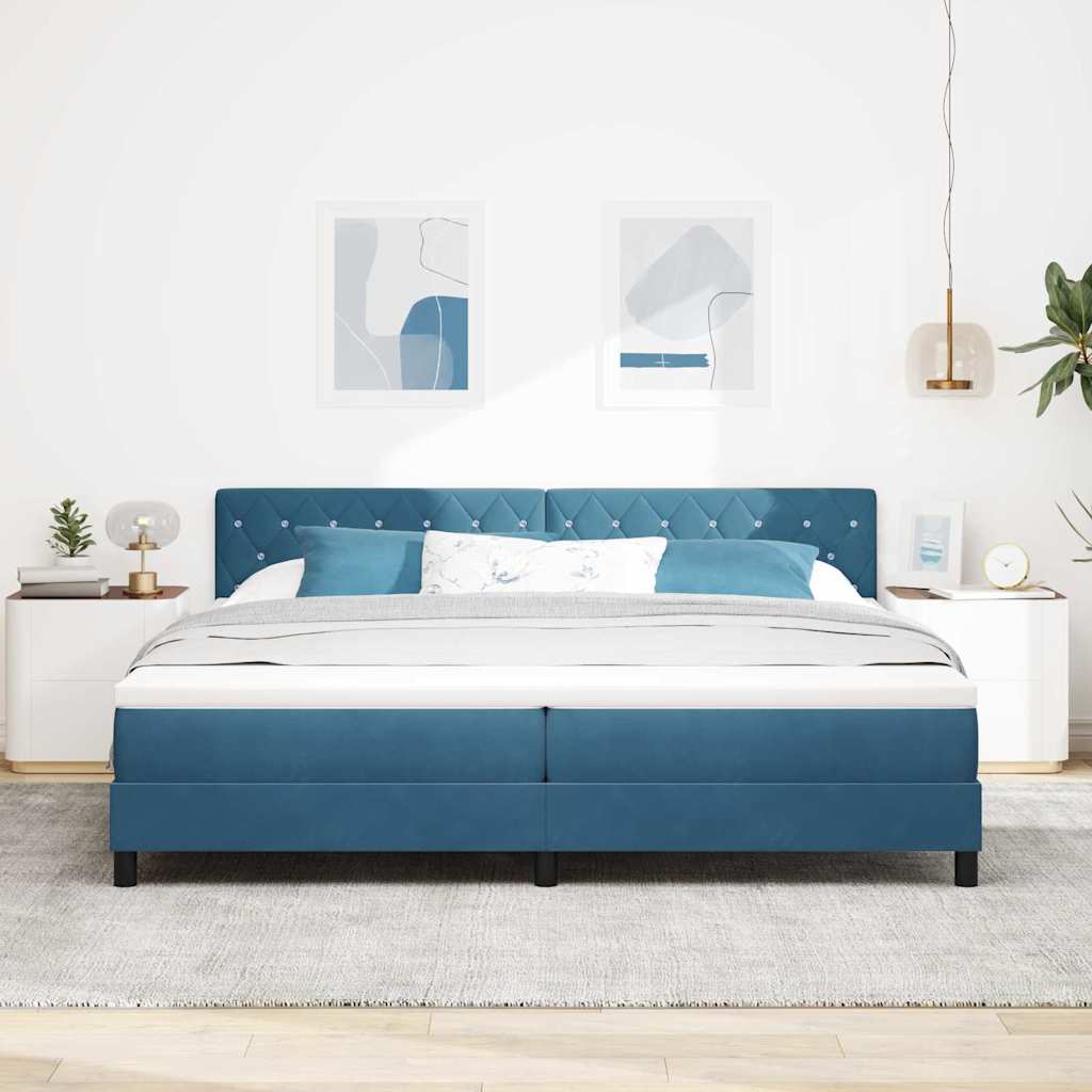 Boxspringbett mit Kopfteil Dunkelblau 200 x 200 cm Samt