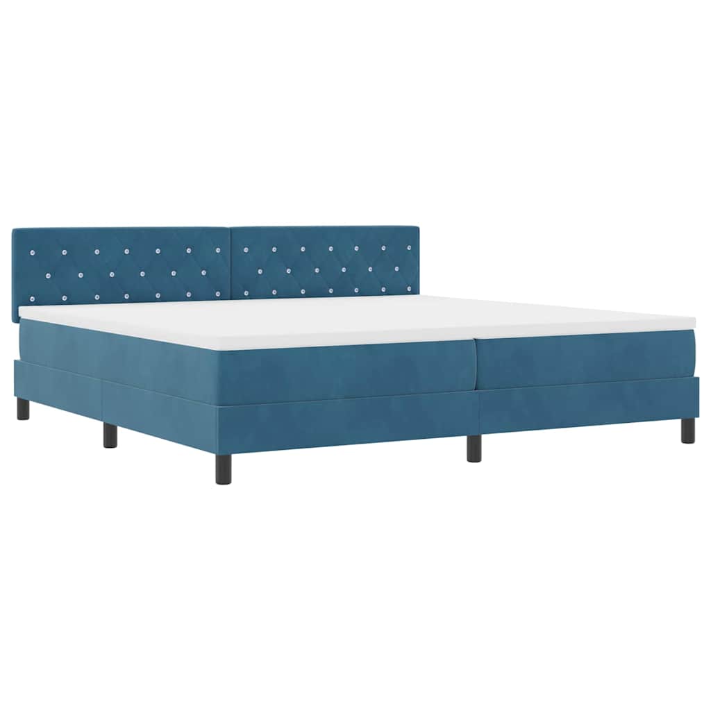 Boxspringbett mit Kopfteil Dunkelblau 200 x 200 cm Samt