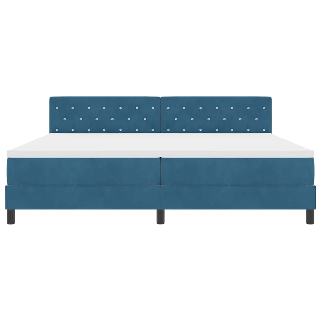 Boxspringbett mit Kopfteil Dunkelblau 200 x 200 cm Samt