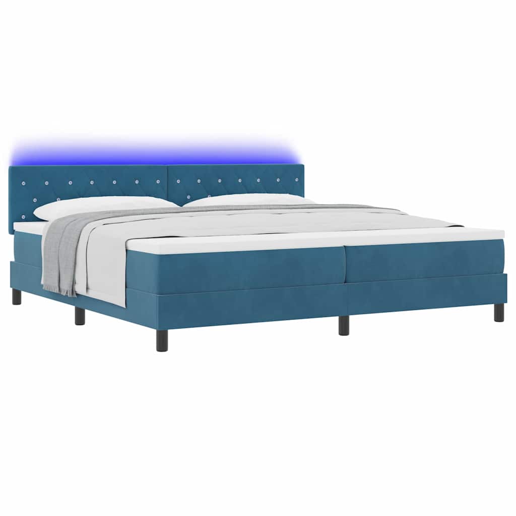 Boxspringbett mit Kopfteil Dunkelblau 200 x 200 cm Samt