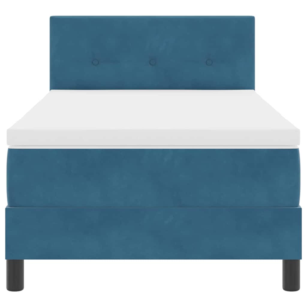Boxspringbett mit Kopfteil Dunkelblau 100 x 200 cm Samt