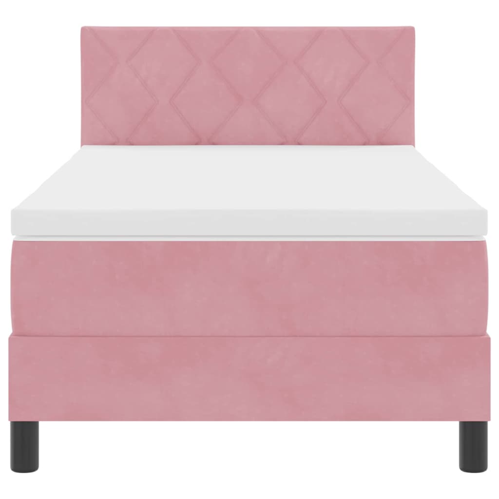 Boxspringbett mit Kopfteil Rosa 100 x 200 cm Samt