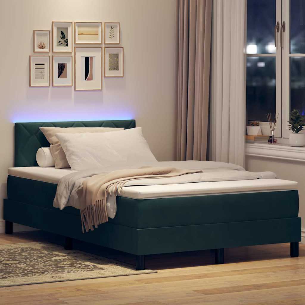 Boxspringbett mit Kopfteil Dunkelgrün 120 x 190 cm Samt