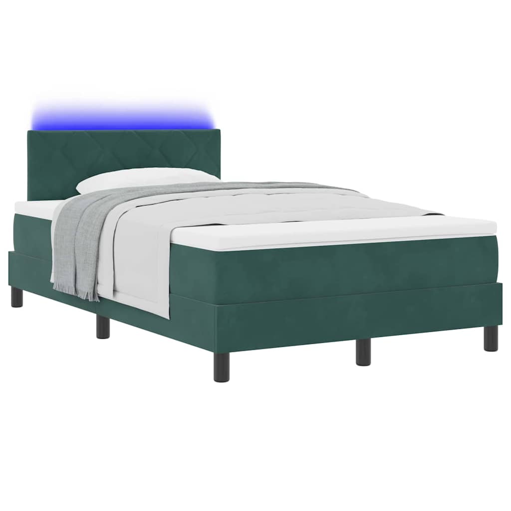 Boxspringbett mit Kopfteil Dunkelgrün 120 x 190 cm Samt
