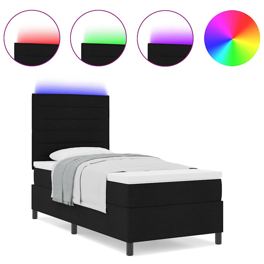 Boxspringbett mit Matratze Schwarz 90 x 190 cm Stoff