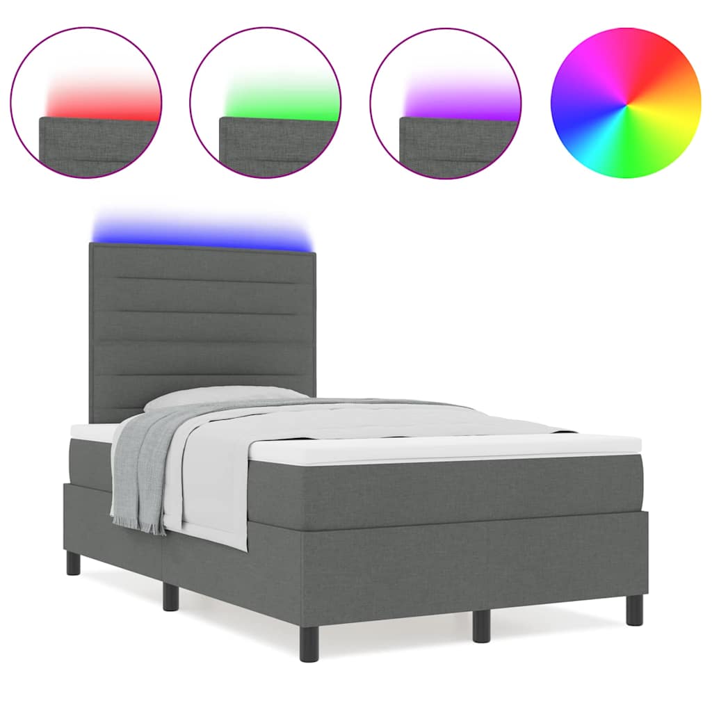 Boxspringbett mit Matratze Dunkelgrau 120 x 200 cm Stoff