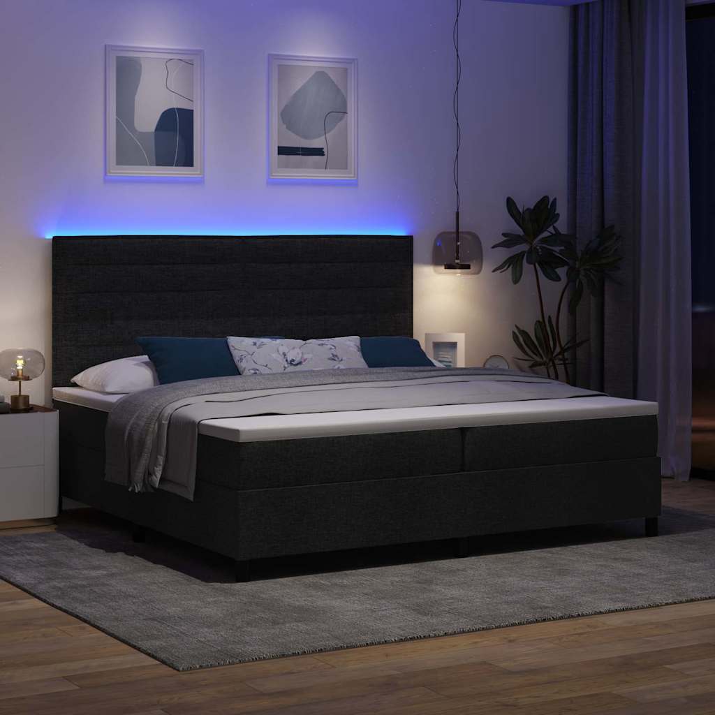 Boxspringbett mit Matratze Schwarz 200 x 200 cm Stoff