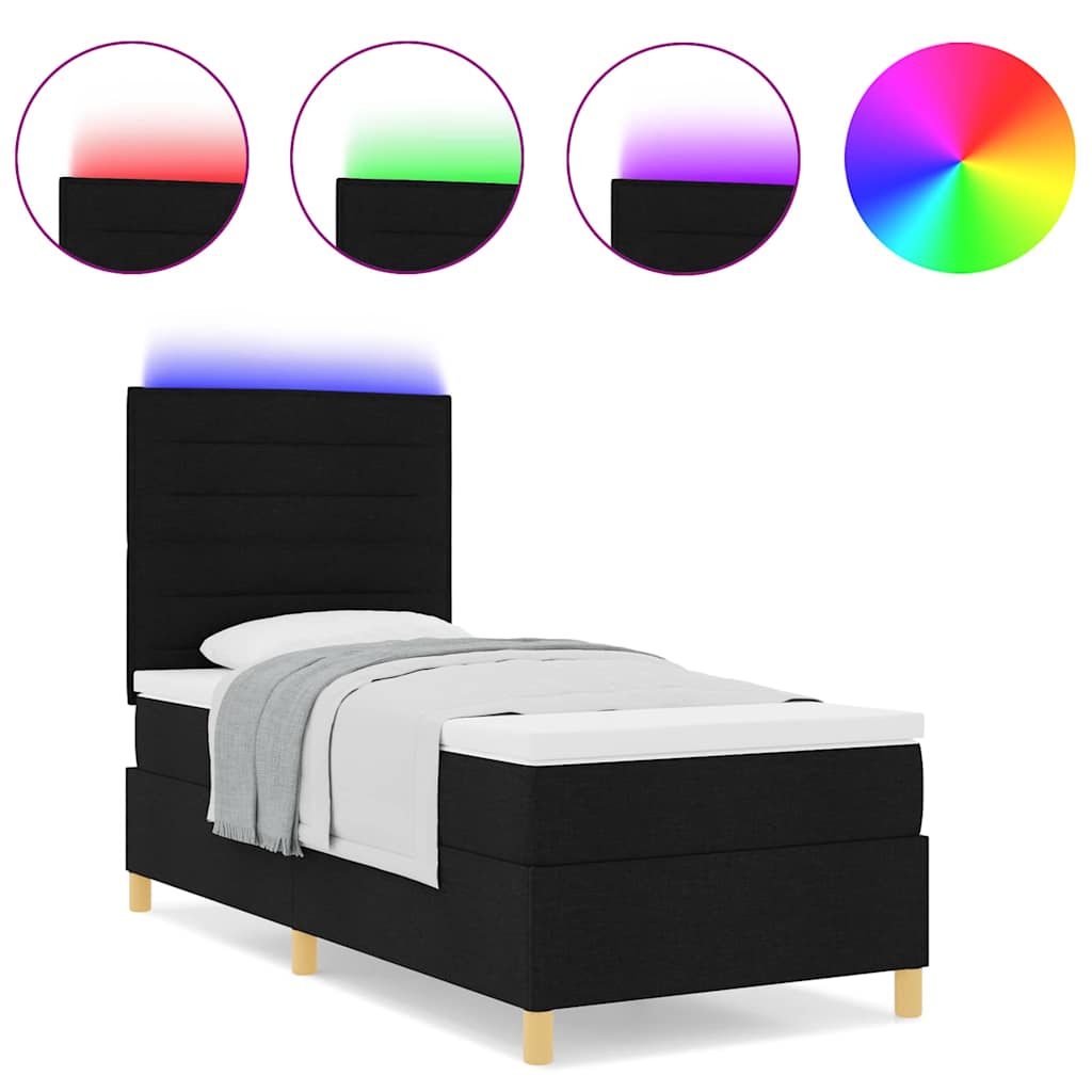 Boxspringbett mit Matratze Schwarz 90 x 190 cm Stoff