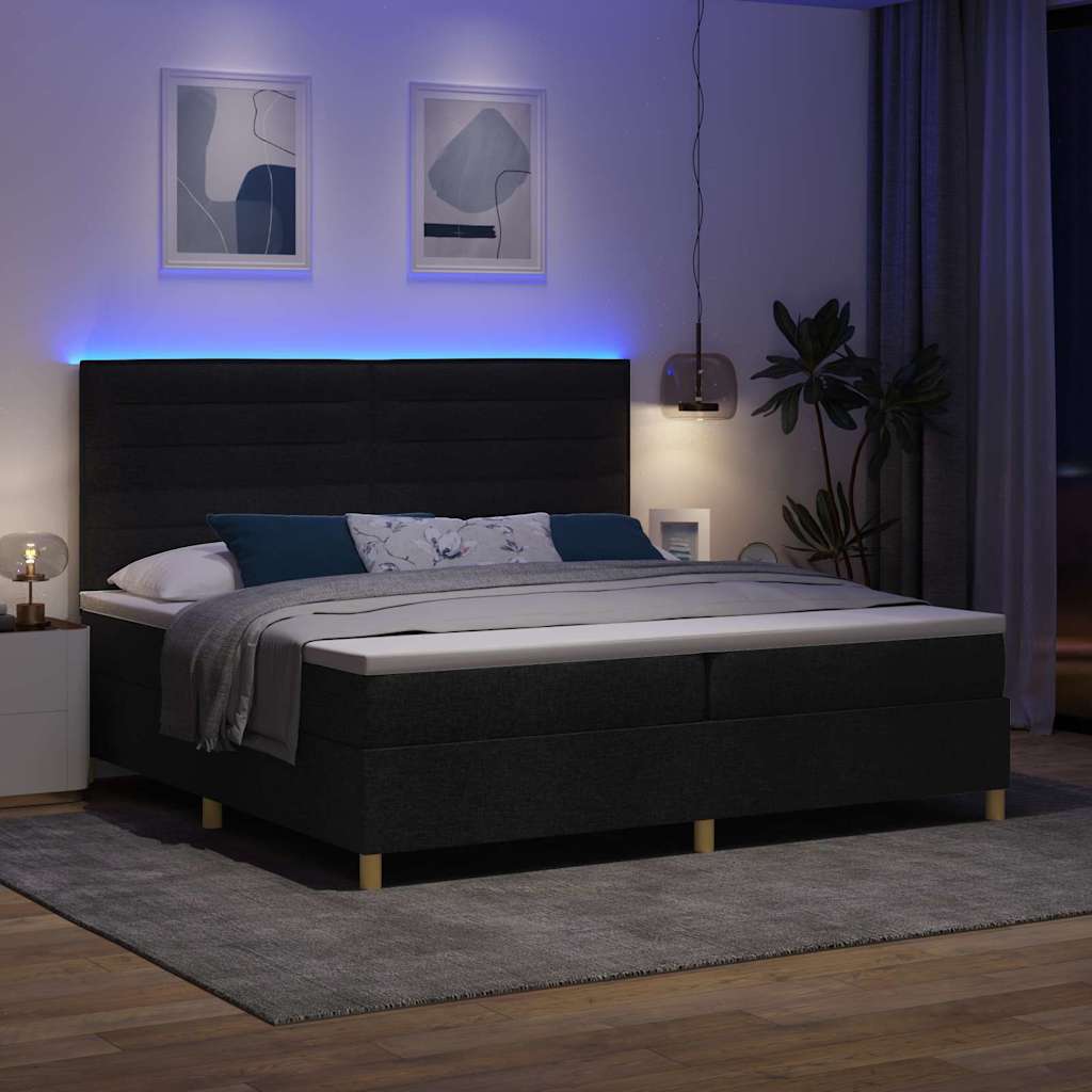 Boxspringbett mit Matratze Schwarz 200 x 200 cm Stoff