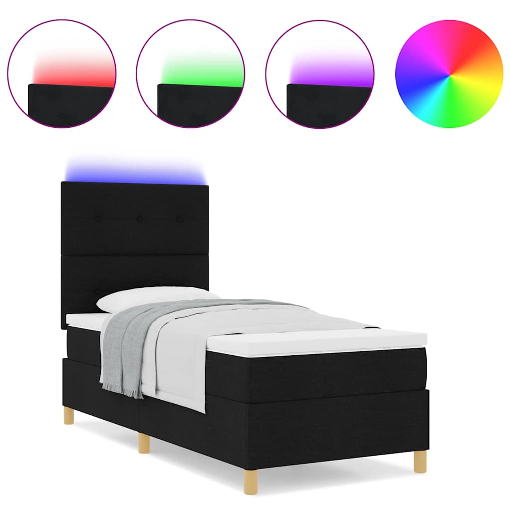 Boxspringbett mit Matratze Schwarz 90 x 190 cm Stoff