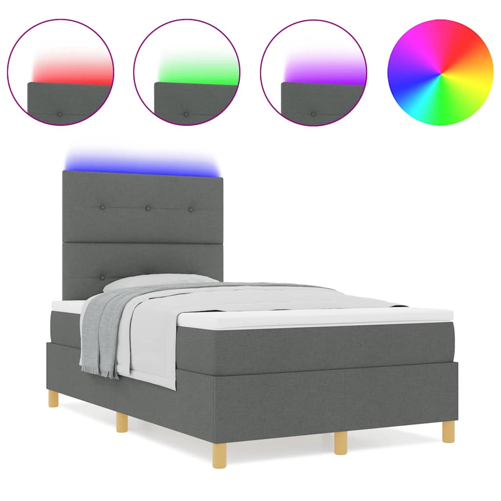 Boxspringbett mit Matratze Dunkelgrau 120 x 200 cm Stoff