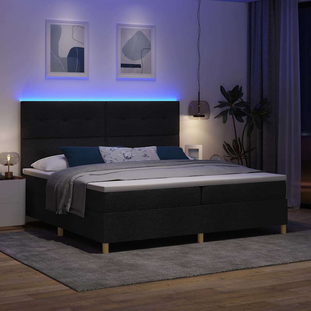 Boxspringbett mit Matratze Schwarz 200 x 200 cm Stoff