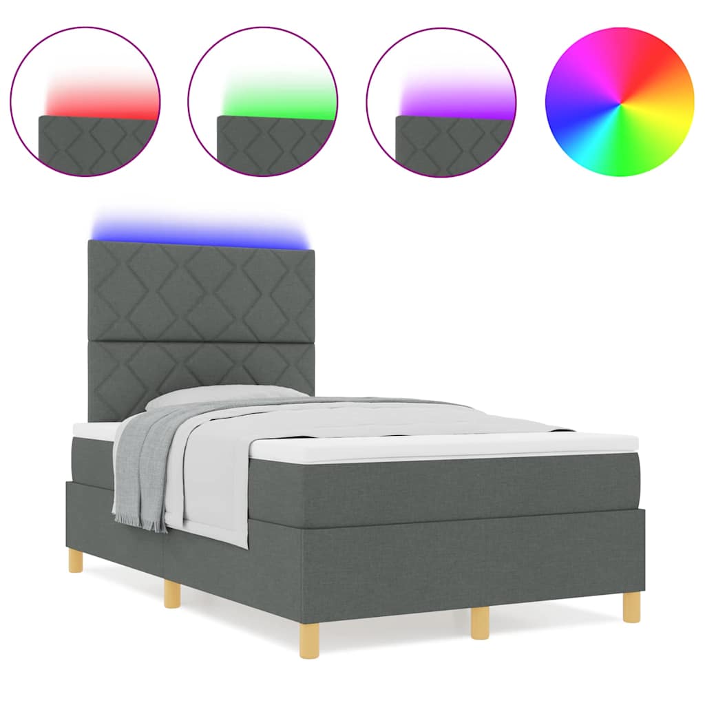 Boxspringbett mit Matratze Dunkelgrau 120 x 190 cm Stoff