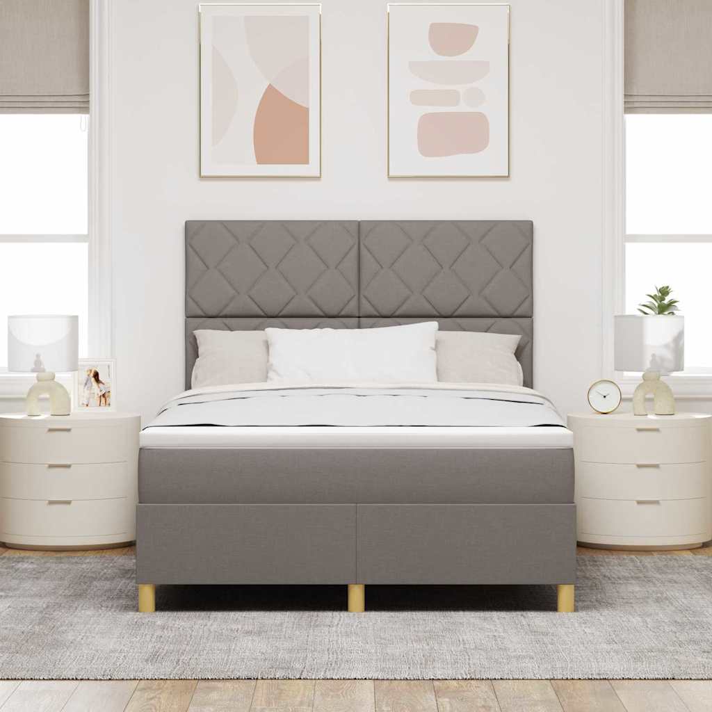 Boxspringbett mit Matratze Taupe 140 x 190 cm Stoff