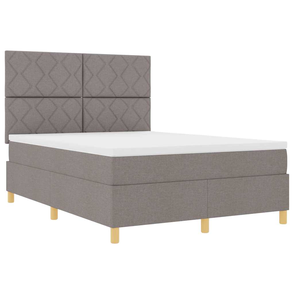 Boxspringbett mit Matratze Taupe 140 x 190 cm Stoff