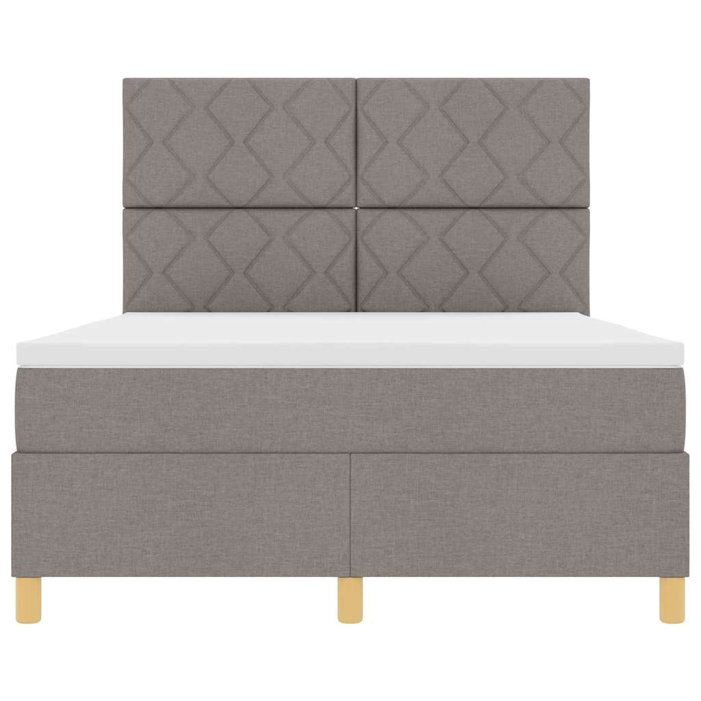 Boxspringbett mit Matratze Taupe 140 x 190 cm Stoff