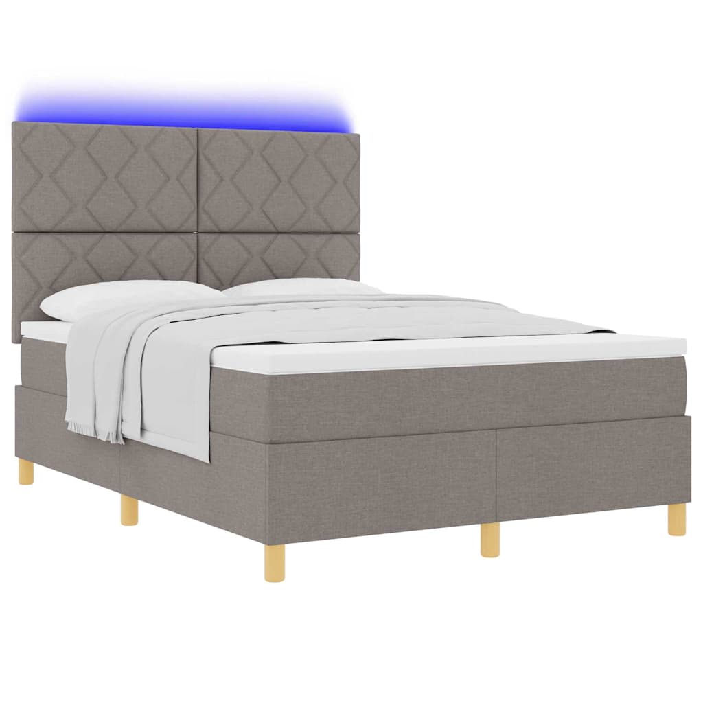 Boxspringbett mit Matratze Taupe 140 x 190 cm Stoff
