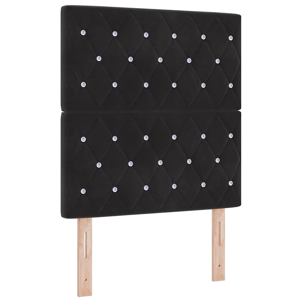 Boxspringbett mit Matratze Schwarz 80 x 200 cm Samt
