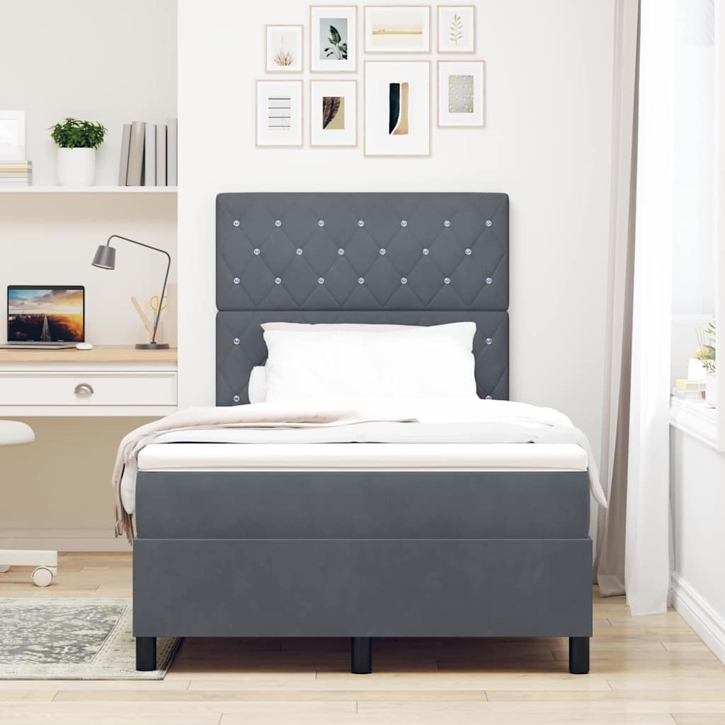 Boxspringbett mit Matratze Dunkelgrau 120 x 200 cm Samt