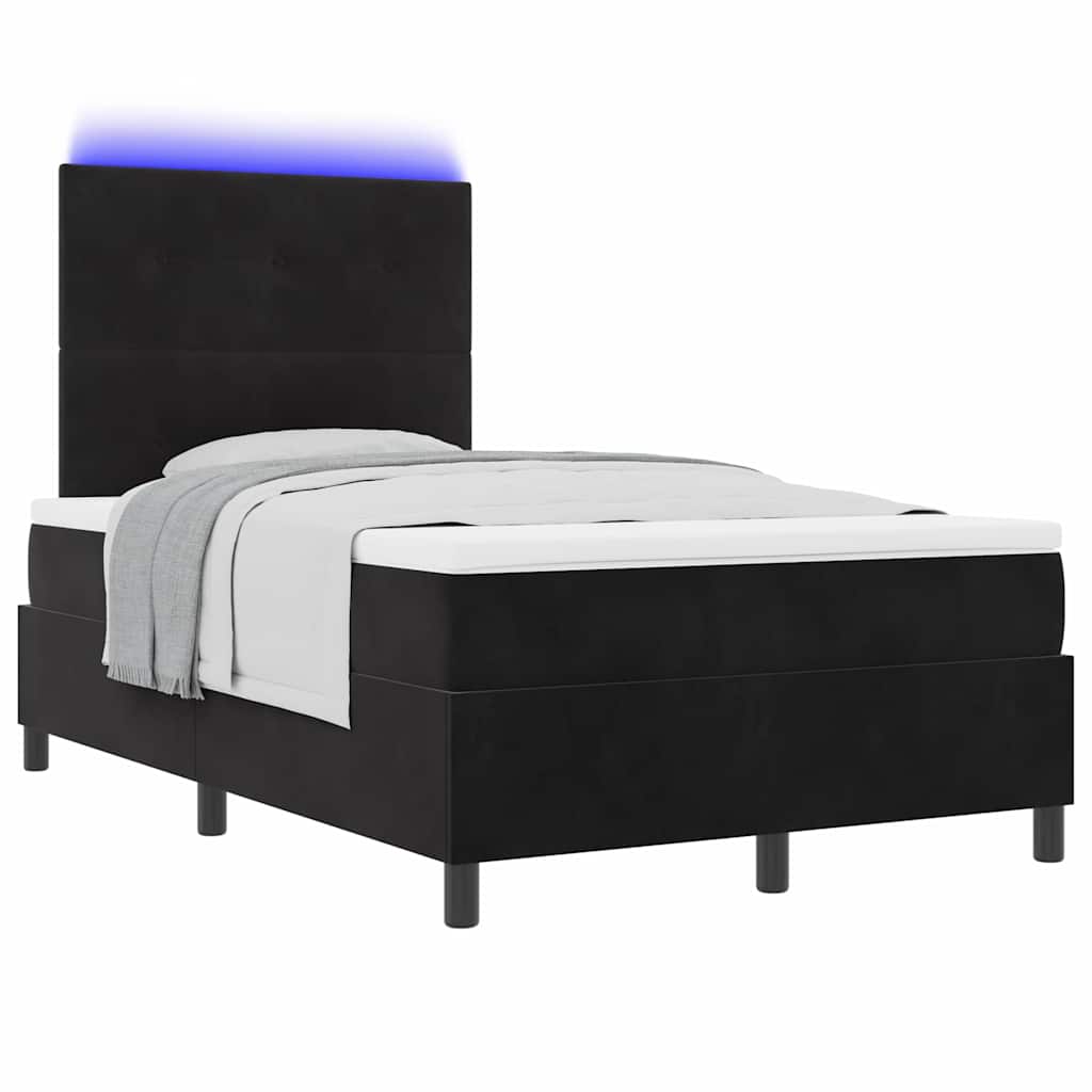 Boxspringbett mit Matratze Schwarz 120 x 190 cm Samt