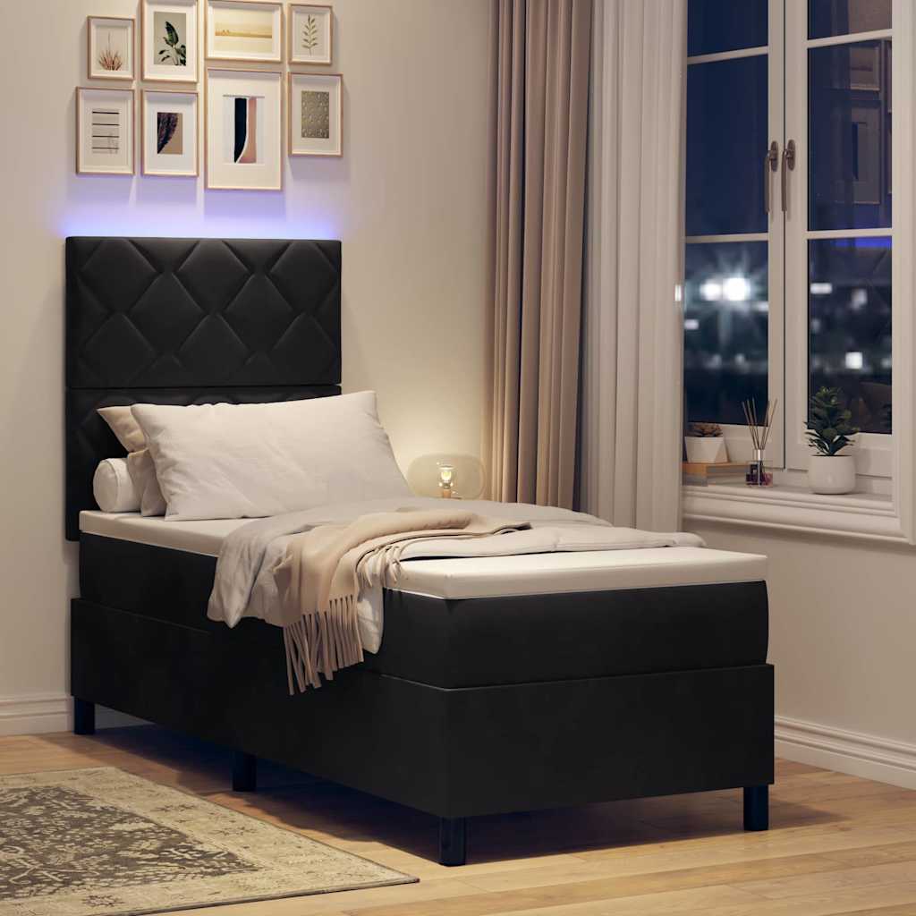 Boxspringbett mit Matratze Schwarz 80 x 200 cm Samt