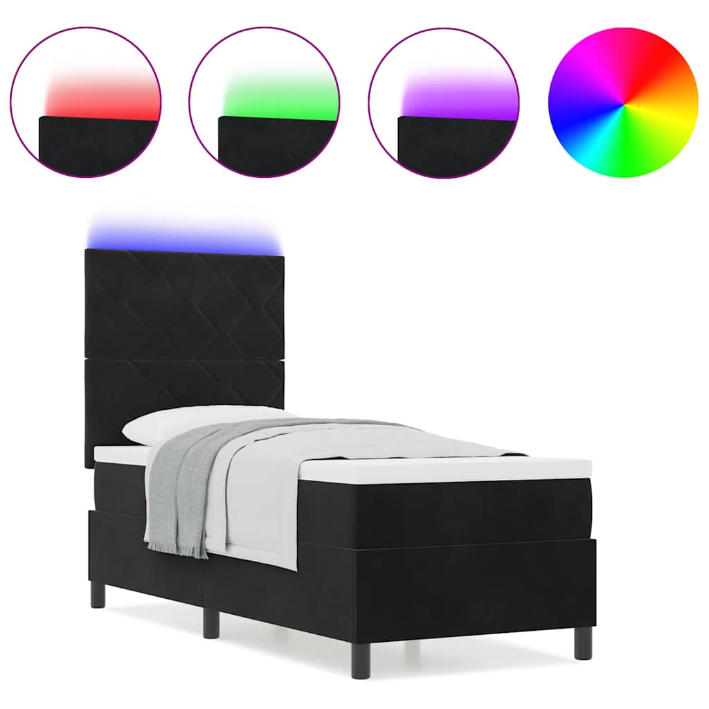 Boxspringbett mit Matratze Schwarz 80 x 200 cm Samt