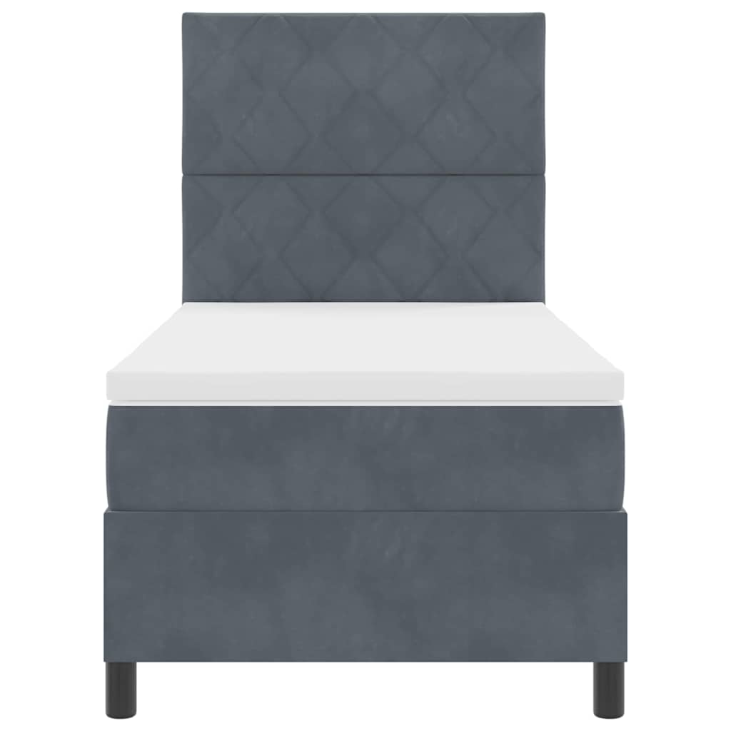 Boxspringbett mit Matratze Dunkelgrau 100 x 200 cm Samt