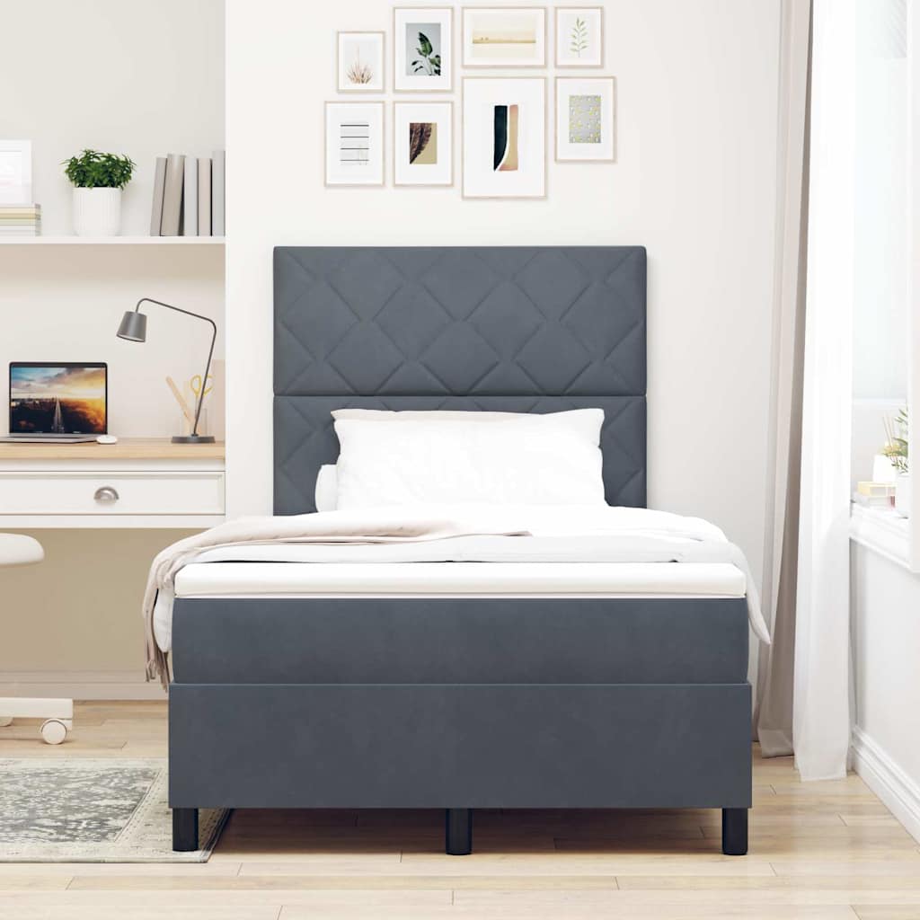 Boxspringbett mit Matratze Dunkelgrau 120 x 200 cm Samt