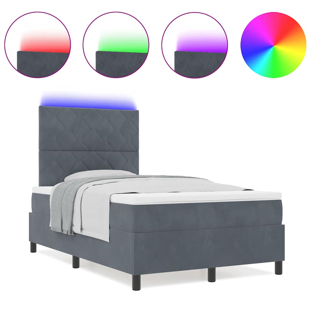 Boxspringbett mit Matratze Dunkelgrau 120 x 200 cm Samt