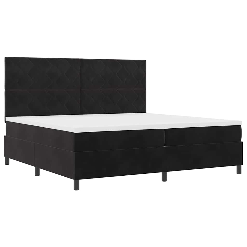 Boxspringbett mit Matratze Schwarz 200 x 200 cm Samt