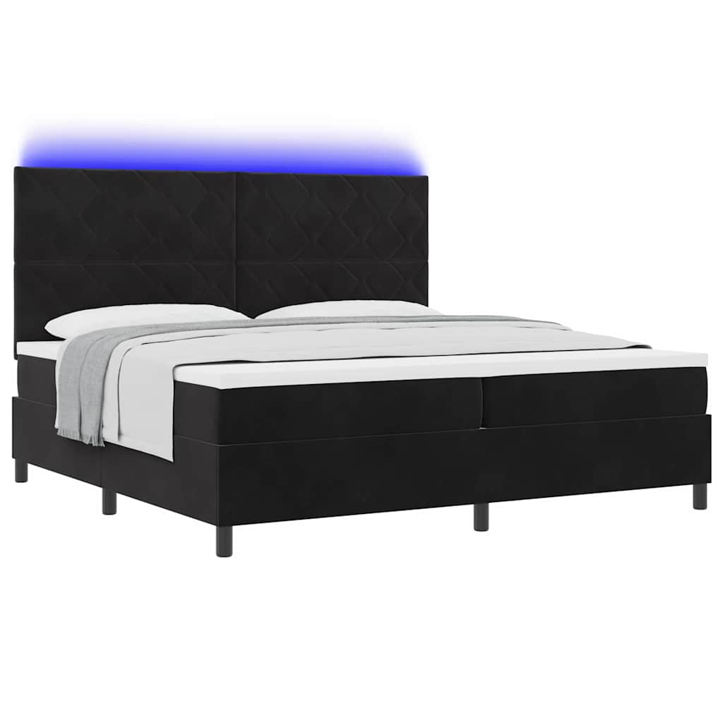 Boxspringbett mit Matratze Schwarz 200 x 200 cm Samt