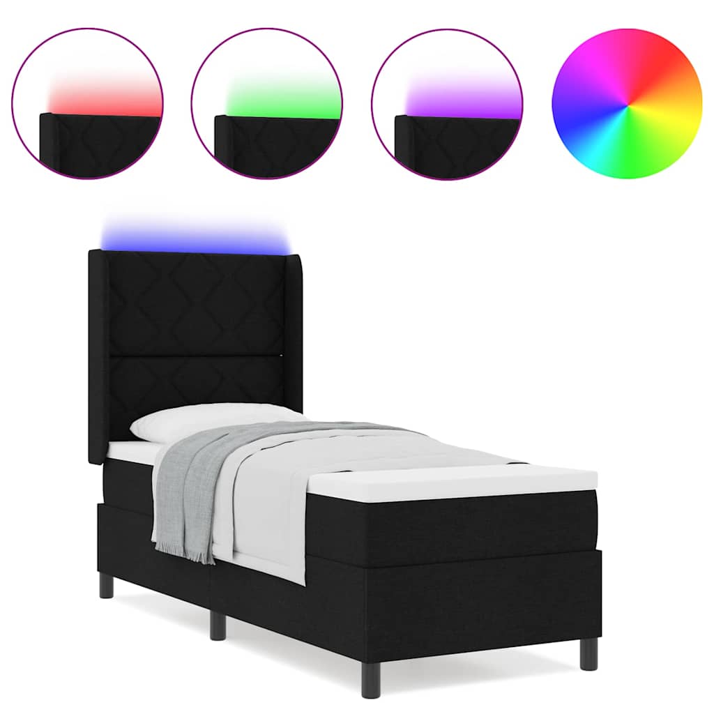 Boxspringbett mit Matratze Schwarz 90 x 190 cm Stoff
